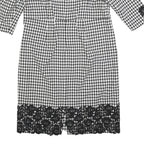 DEFENSE UNIE Womens Black & White Houndstooth Shift Polyester Blend 3/4 Sleeve