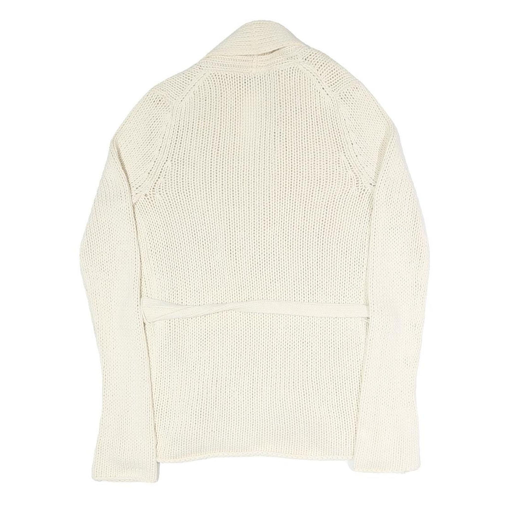 GAP Womens Cream Plain Chunky Knit Shawl Collar Cardigan S Belted Stylish