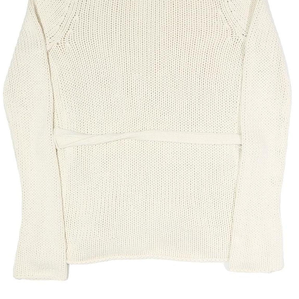GAP Womens Cream Plain Chunky Knit Shawl Collar Cardigan S Belted Stylish
