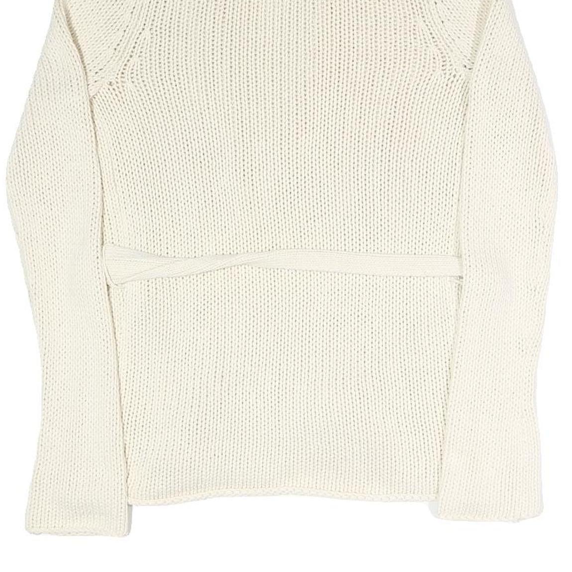 GAP Womens Cream Plain Chunky Knit Shawl Collar Cardigan S Belted Stylish