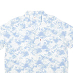LEVI'S Mens Blue & White Casual Shirt XL Cotton Blend Short Sleeve Summer Style