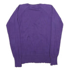 SUPERDRY Mens Purple Plain V-Neck Basic Knit Jumper M Casual Cotton Comfort