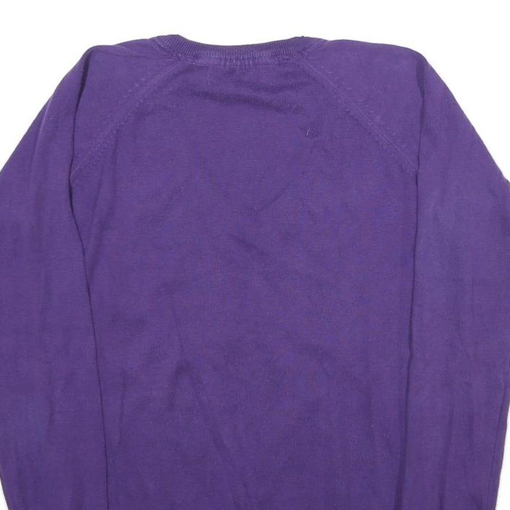 SUPERDRY Mens Purple Plain V-Neck Basic Knit Jumper M Casual Cotton Comfort