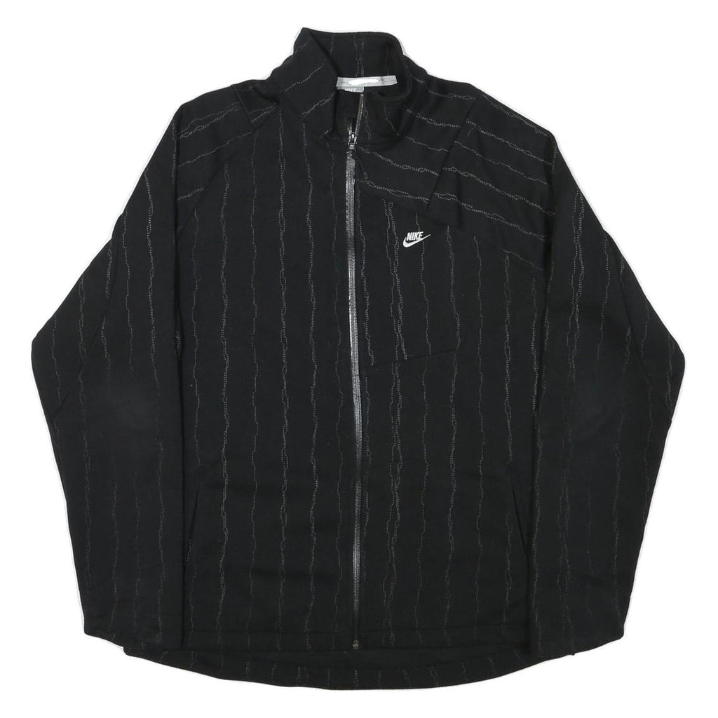 NIKE Mens Black Track Jacket L Polyester Blend Zip Plain Casual Sportswear