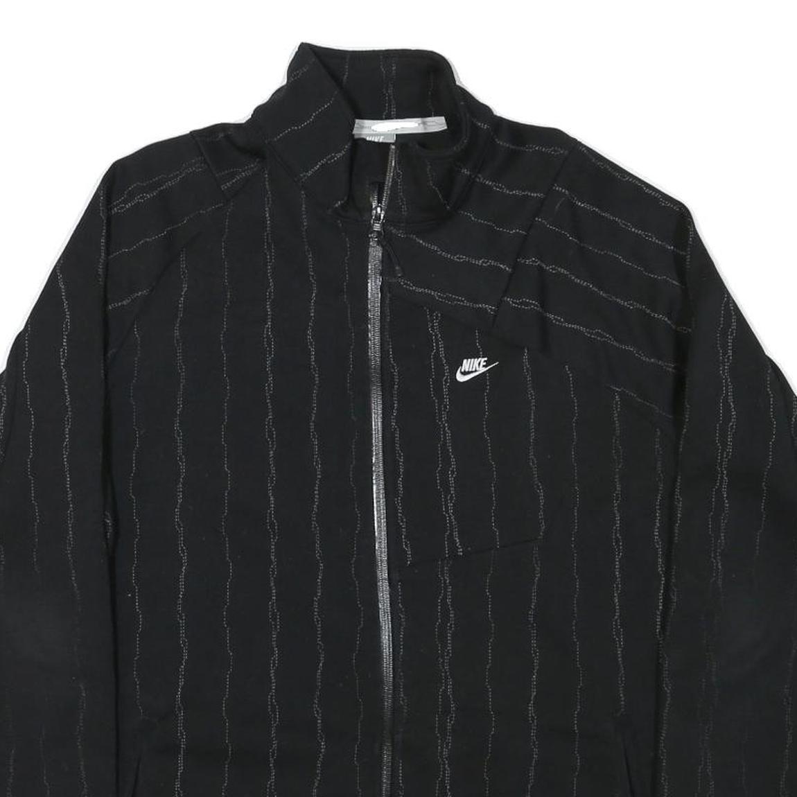 NIKE Mens Black Track Jacket L Polyester Blend Zip Plain Casual Sportswear