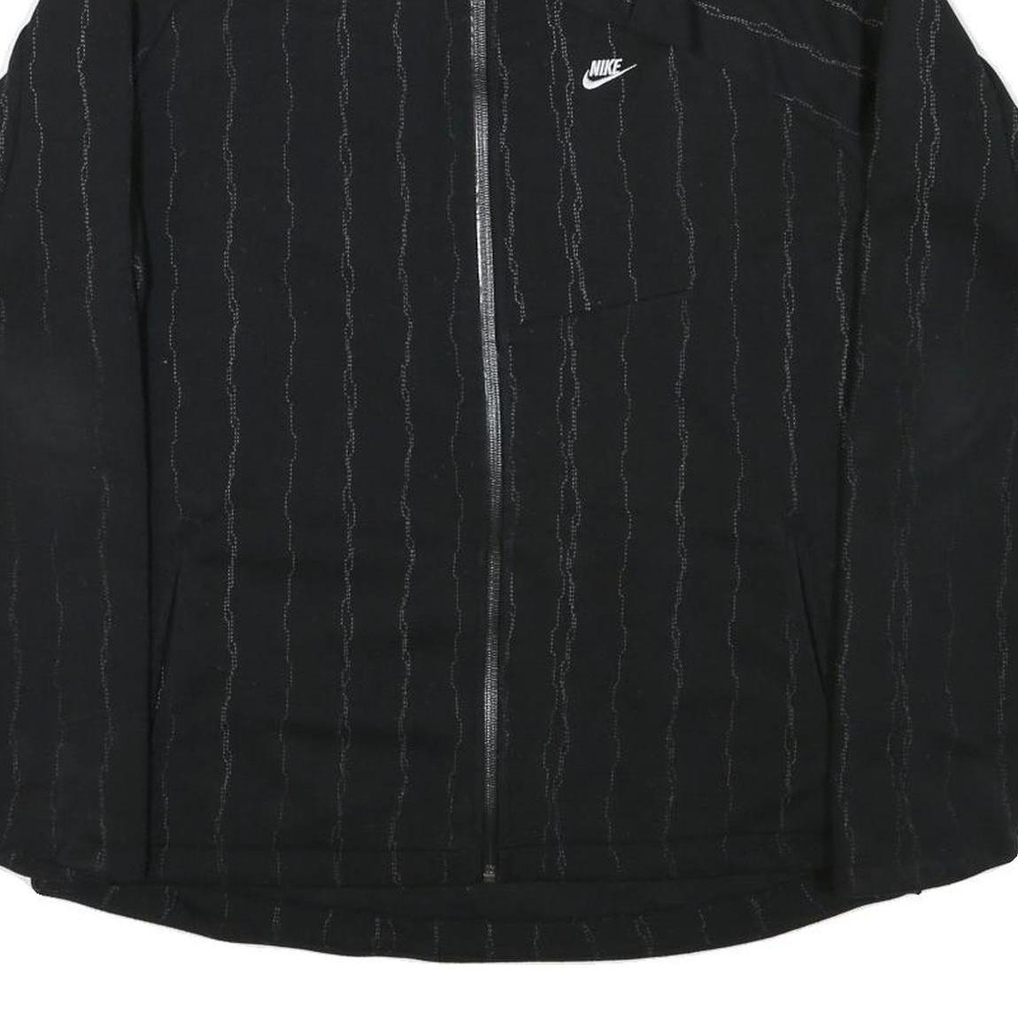 NIKE Mens Black Track Jacket L Polyester Blend Zip Plain Casual Sportswear