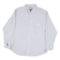 CHAPS Mens Blue & White Stripe Shirt 2XL Long Sleeve Button Down Classic Fit