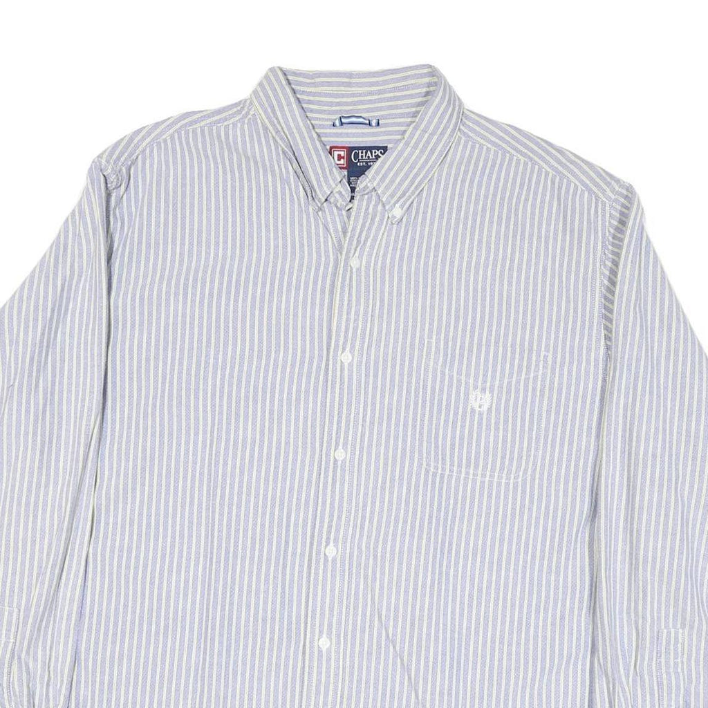 CHAPS Mens Blue & White Stripe Shirt 2XL Long Sleeve Button Down Classic Fit