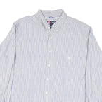 CHAPS Mens Blue & White Stripe Shirt 2XL Long Sleeve Button Down Classic Fit