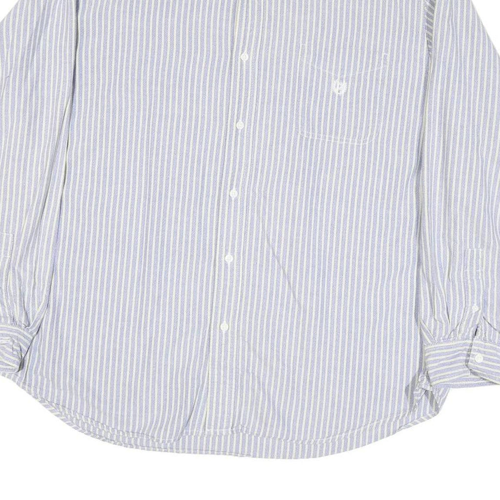CHAPS Mens Blue & White Stripe Shirt 2XL Long Sleeve Button Down Classic Fit