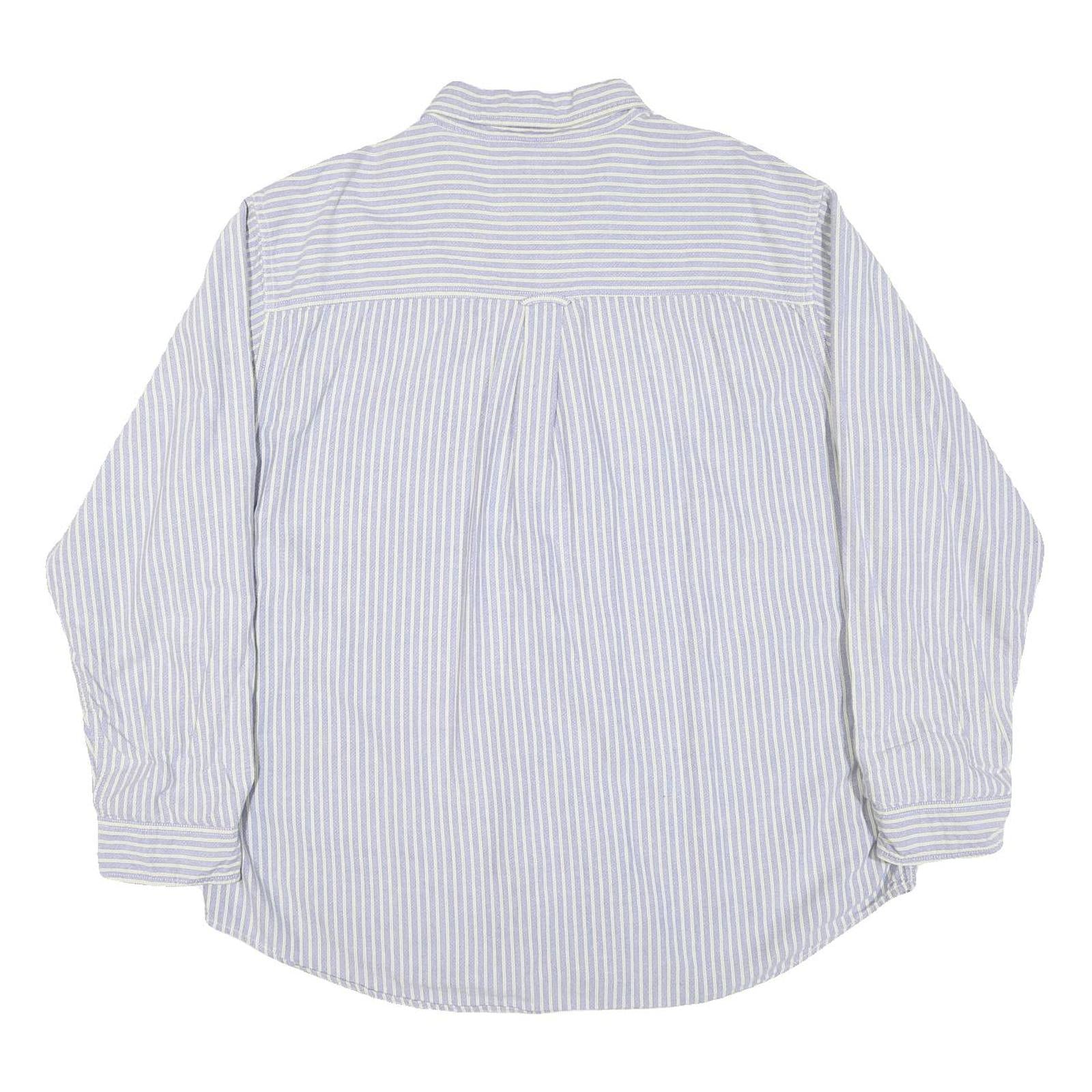 CHAPS Mens Blue & White Stripe Shirt 2XL Long Sleeve Button Down Classic Fit