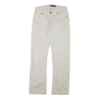 TRUSSARDI Mens Cotton Blend White Regular Straight Trousers W30 L30 Zip Closure