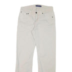 TRUSSARDI Mens Cotton Blend White Regular Straight Trousers W30 L30 Zip Closure