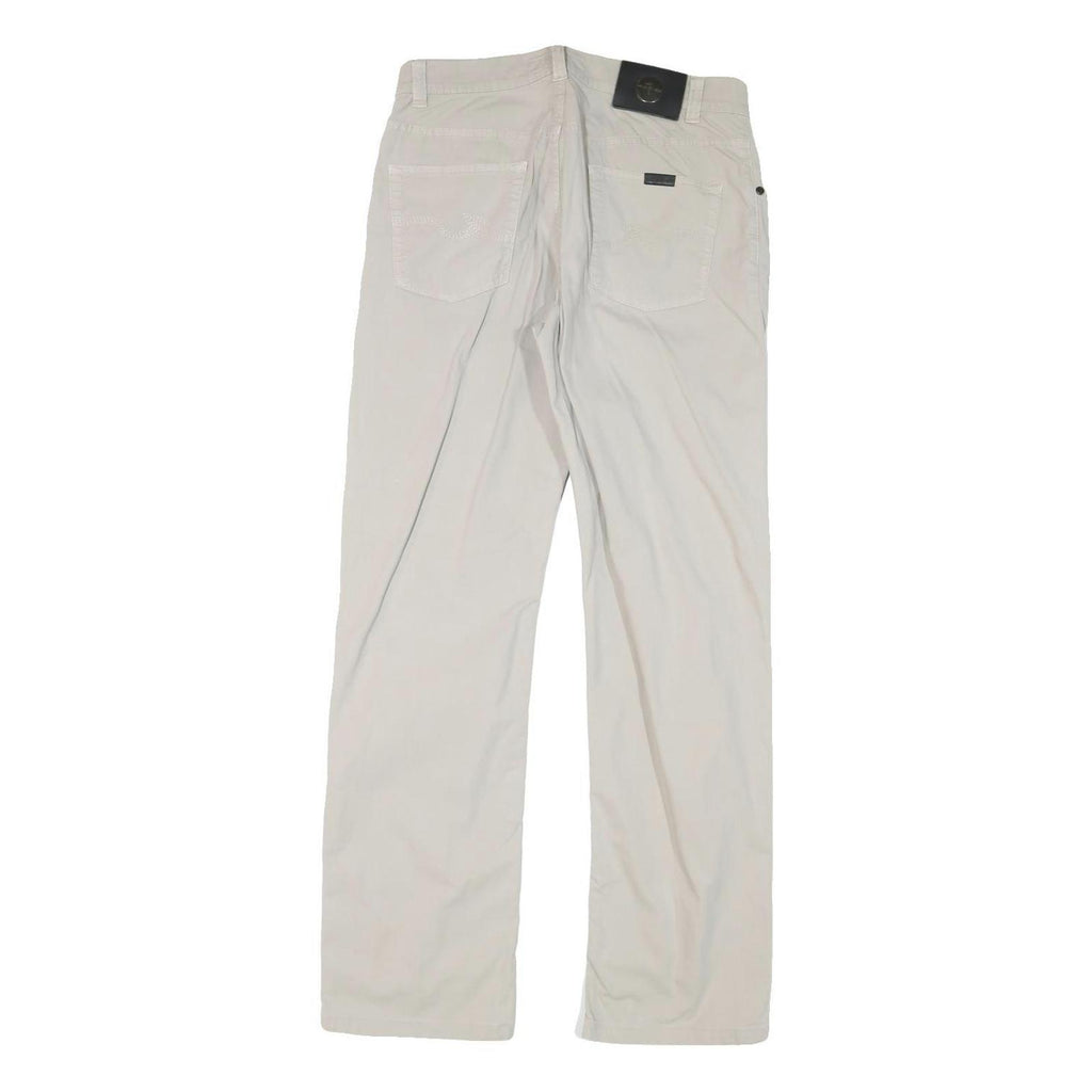 TRUSSARDI Mens Cotton Blend White Regular Straight Trousers W30 L30 Zip Closure
