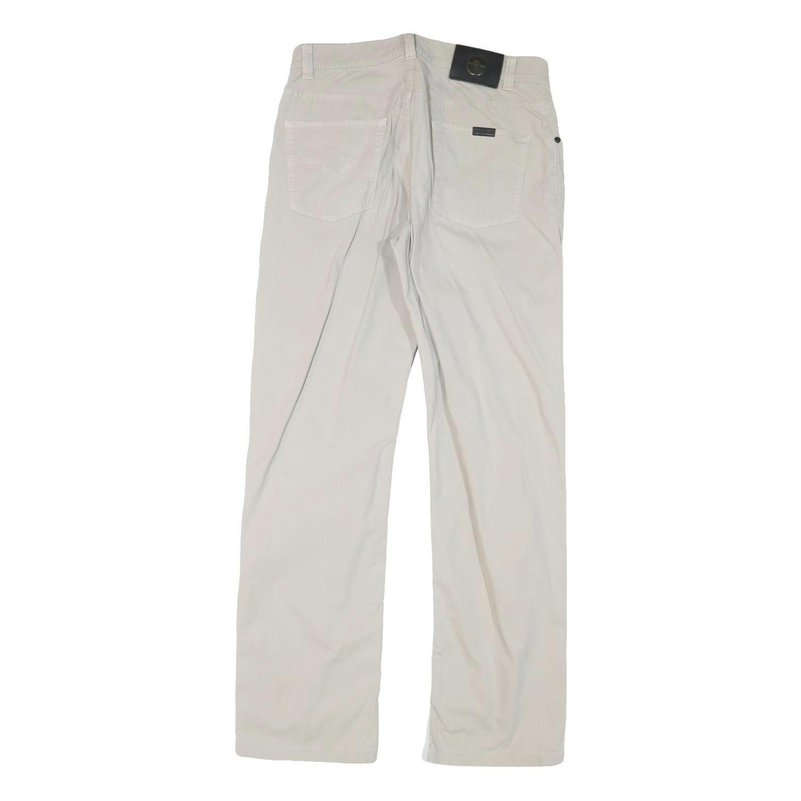 TRUSSARDI Mens Cotton Blend White Regular Straight Trousers W30 L30 Zip Closure