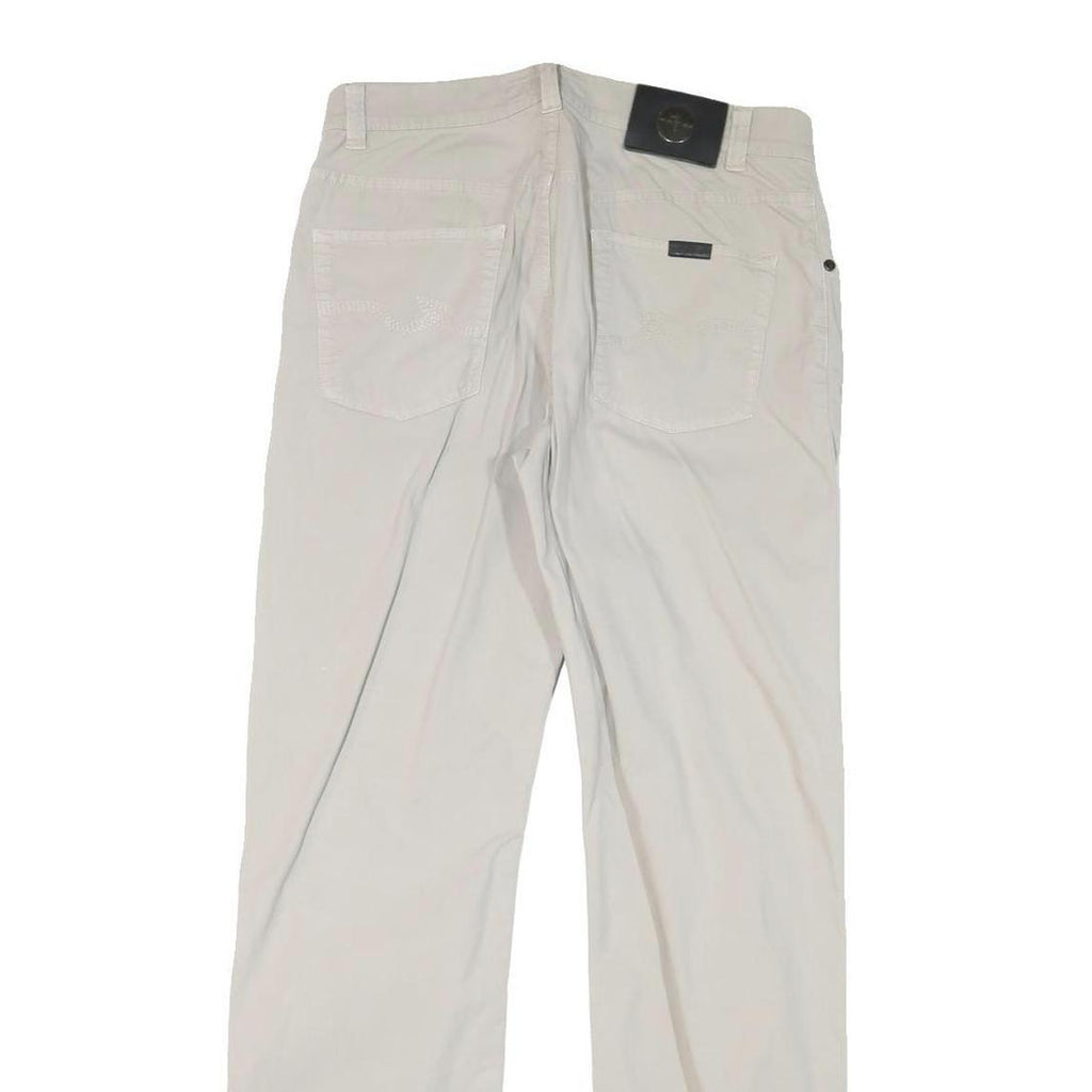 TRUSSARDI Mens Cotton Blend White Regular Straight Trousers W30 L30 Zip Closure
