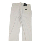 TRUSSARDI Mens Cotton Blend White Regular Straight Trousers W30 L30 Zip Closure