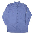 Mens Blue Cotton Blend Plain Shirt XL Long Sleeve Button Closure Patch Detail