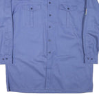 Mens Blue Cotton Blend Plain Shirt XL Long Sleeve Button Closure Patch Detail