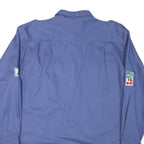 Mens Blue Cotton Blend Plain Shirt XL Long Sleeve Button Closure Patch Detail