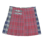NO BOUNDRIES Womens Red & Blue Multicolour Tartan Pleated Mini Skirt UK 12