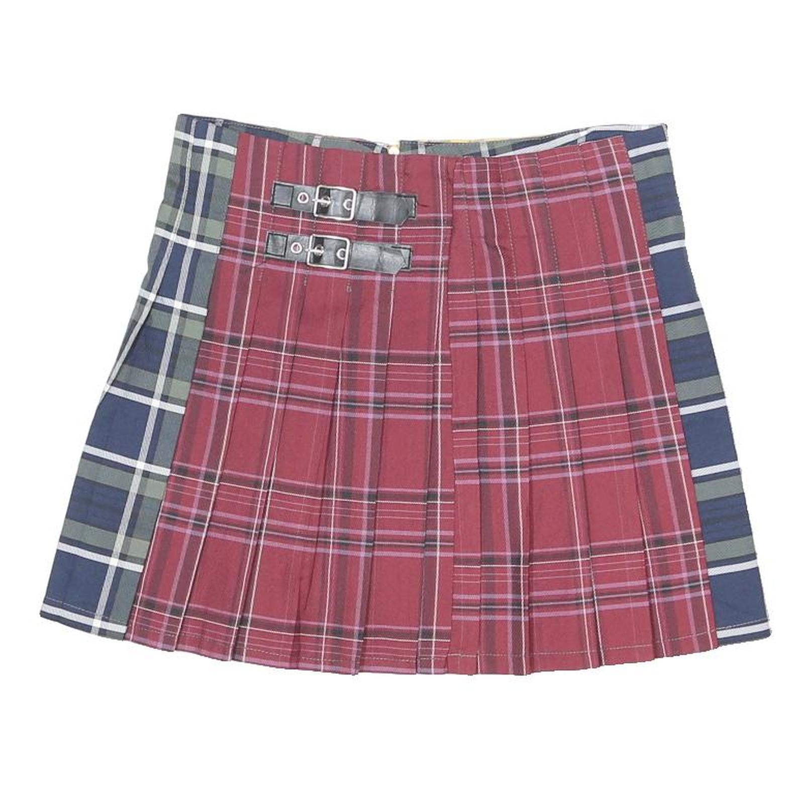 NO BOUNDRIES Womens Red & Blue Multicolour Tartan Pleated Mini Skirt UK 12