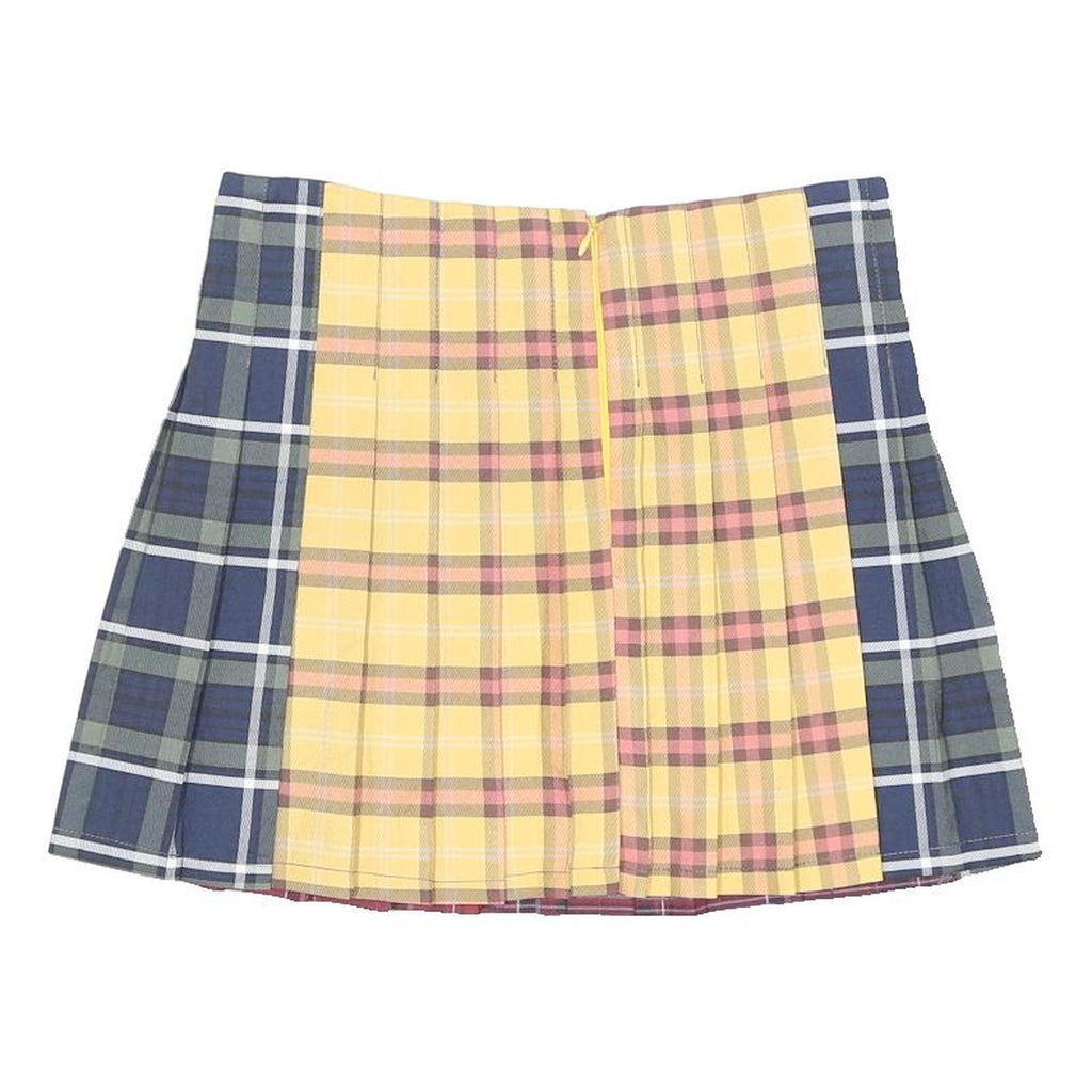 NO BOUNDRIES Womens Red & Blue Multicolour Tartan Pleated Mini Skirt UK 12