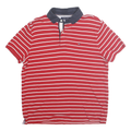 TOMMY HILFIGER Mens Red & White Striped Short Sleeve Polo Shirt S Classic Cotton