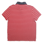 TOMMY HILFIGER Mens Red & White Striped Short Sleeve Polo Shirt S Classic Cotton