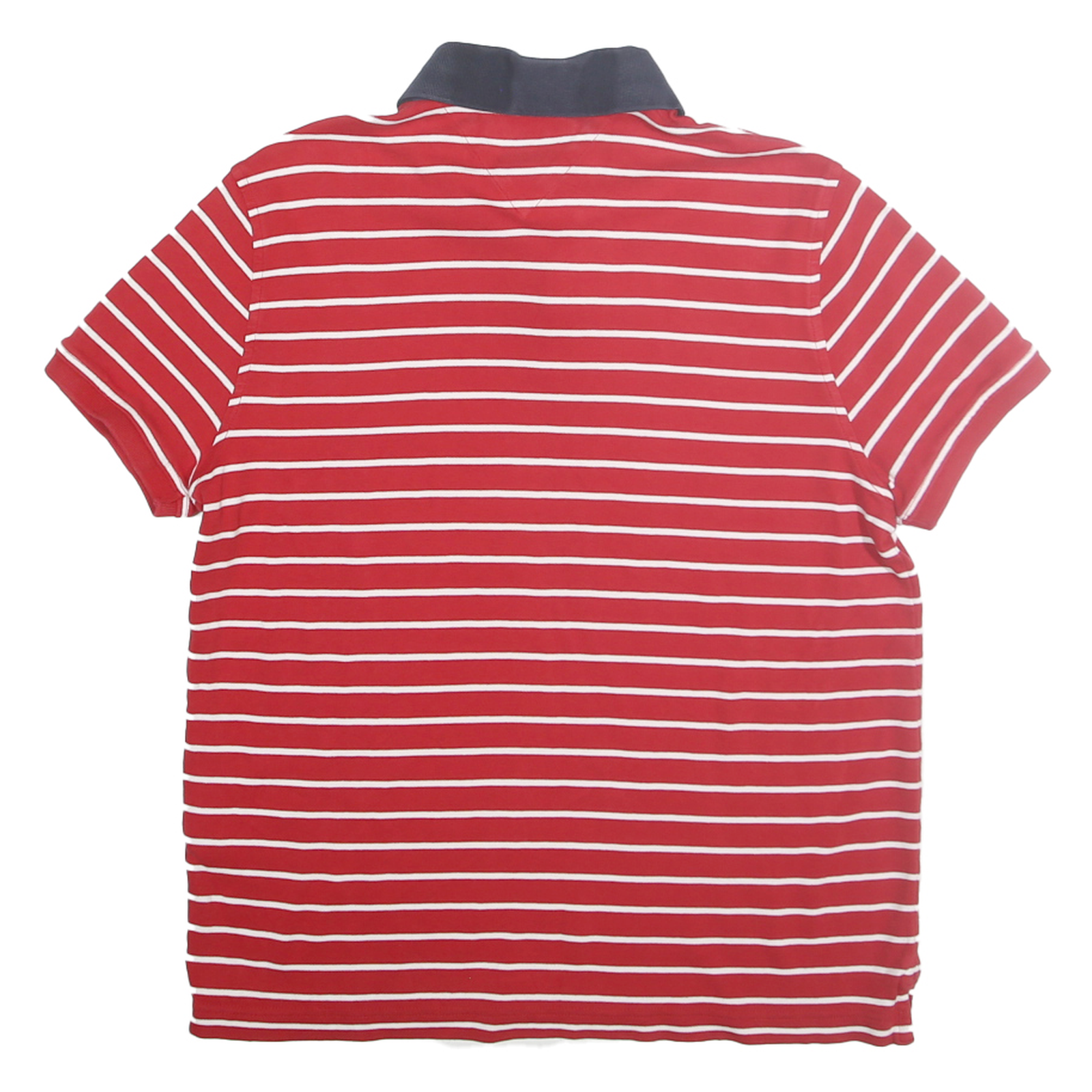 TOMMY HILFIGER Mens Red & White Striped Short Sleeve Polo Shirt S Classic Cotton