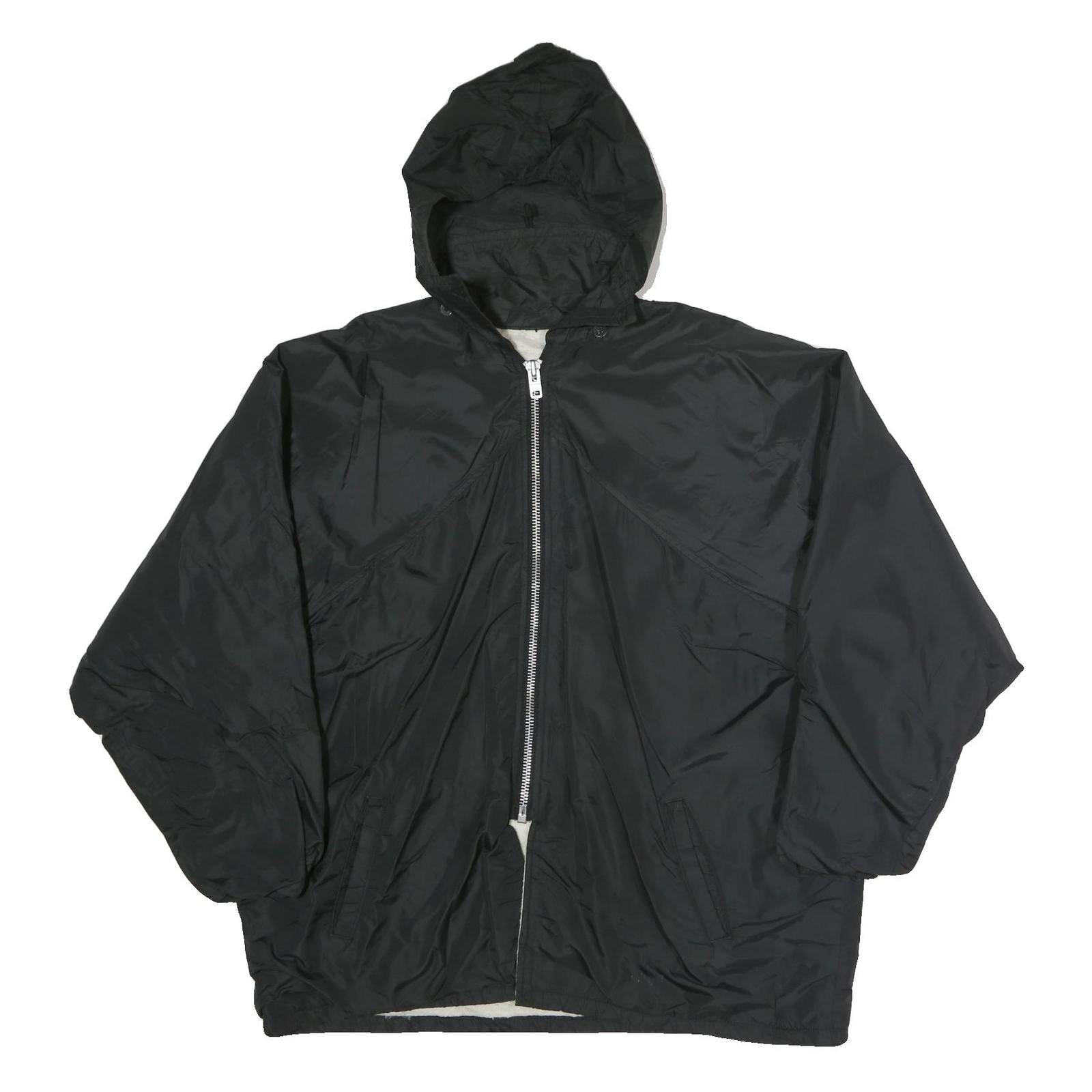 CHAMPION Mens Black Zip Hooded Jacket XL Polyester Plain Rochester Zebras