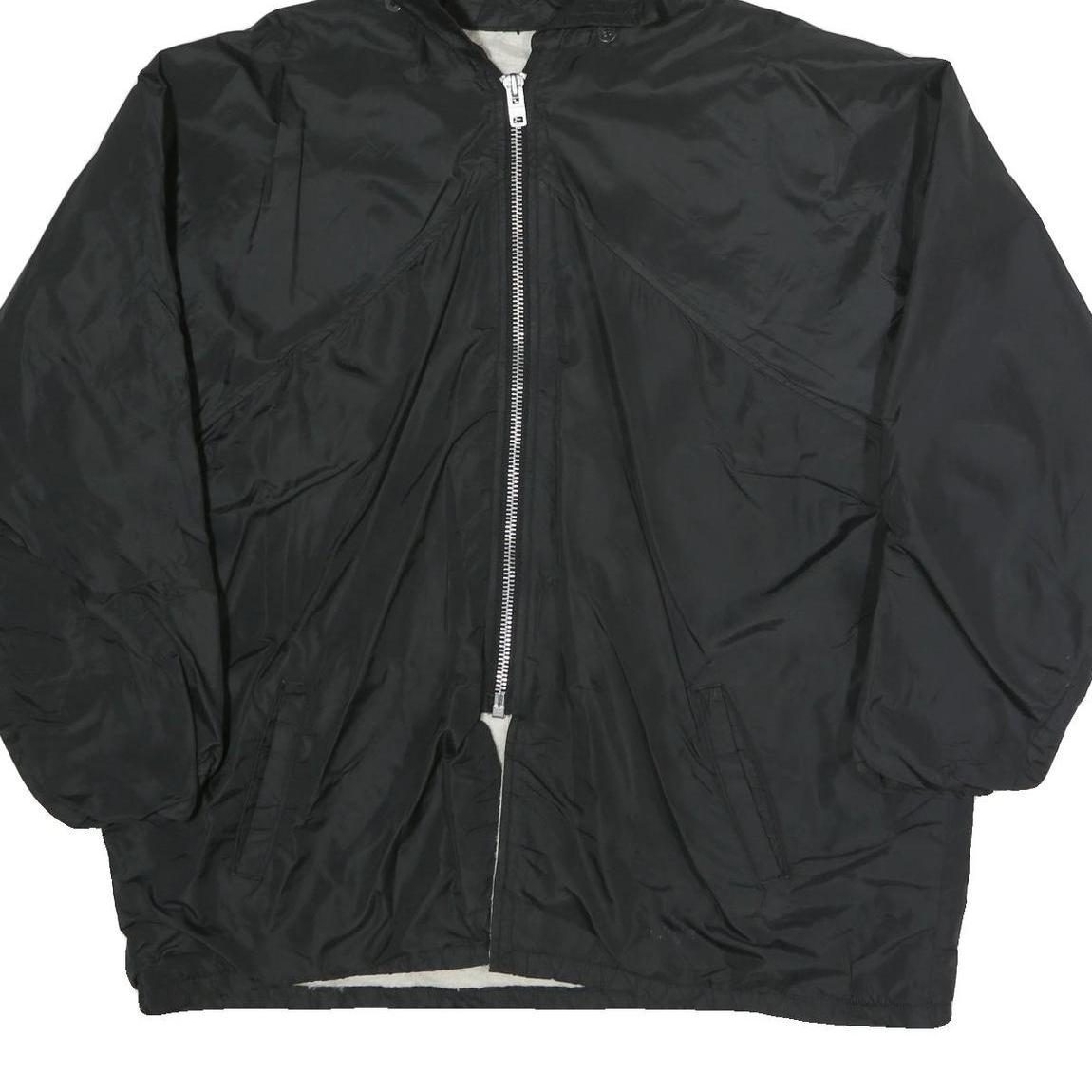 CHAMPION Mens Black Zip Hooded Jacket XL Polyester Plain Rochester Zebras