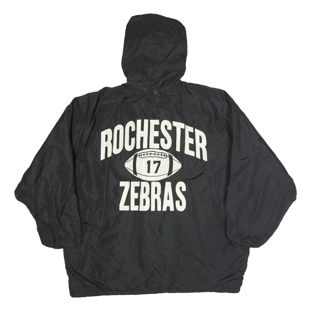 CHAMPION Mens Black Zip Hooded Jacket XL Polyester Plain Rochester Zebras