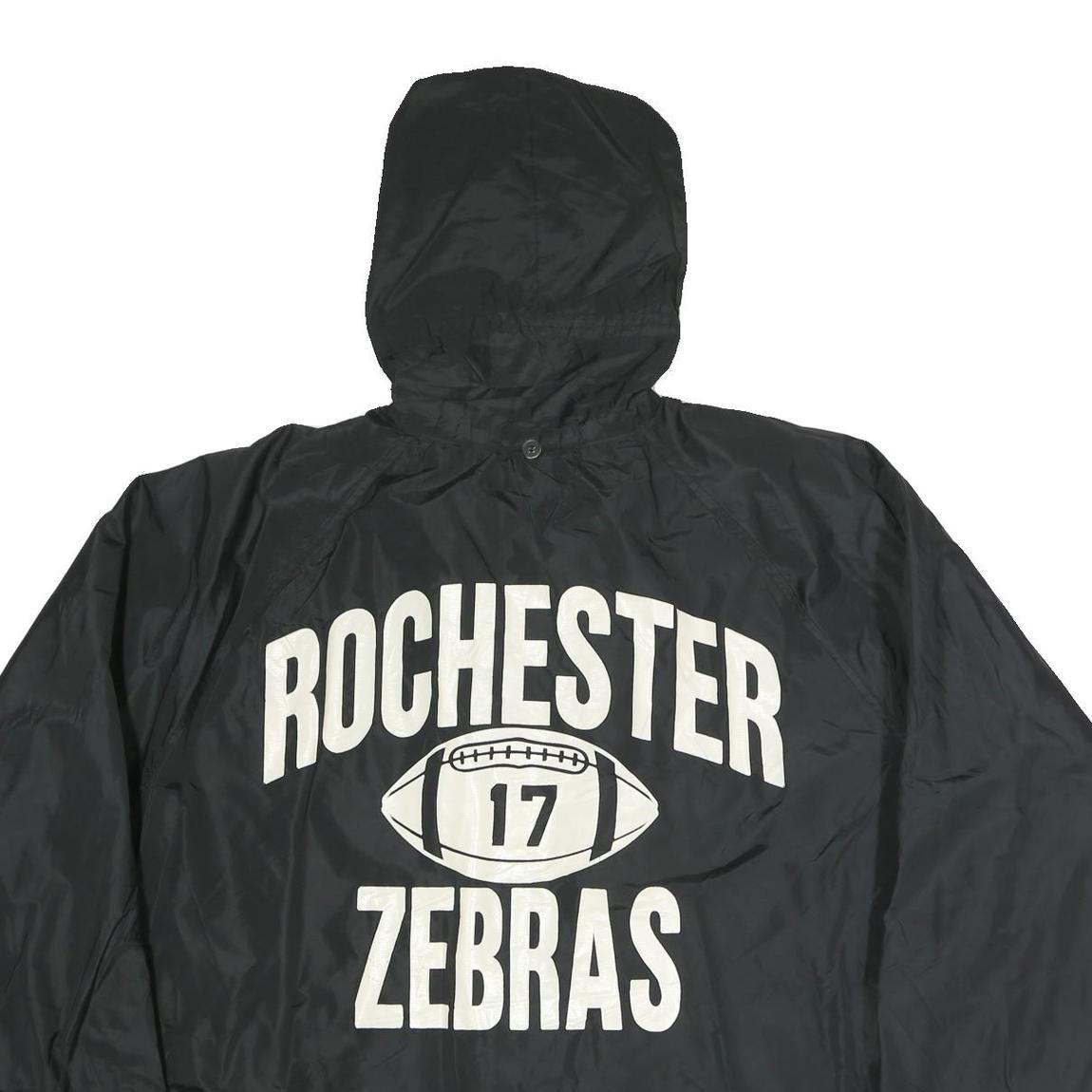 CHAMPION Mens Black Zip Hooded Jacket XL Polyester Plain Rochester Zebras