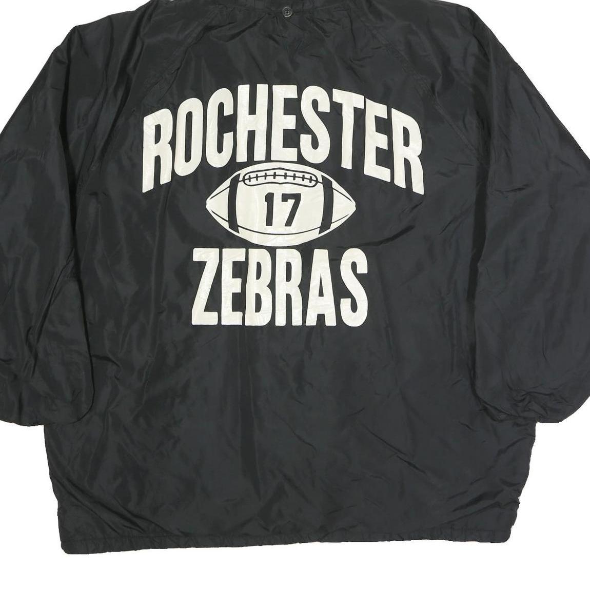 CHAMPION Mens Black Zip Hooded Jacket XL Polyester Plain Rochester Zebras