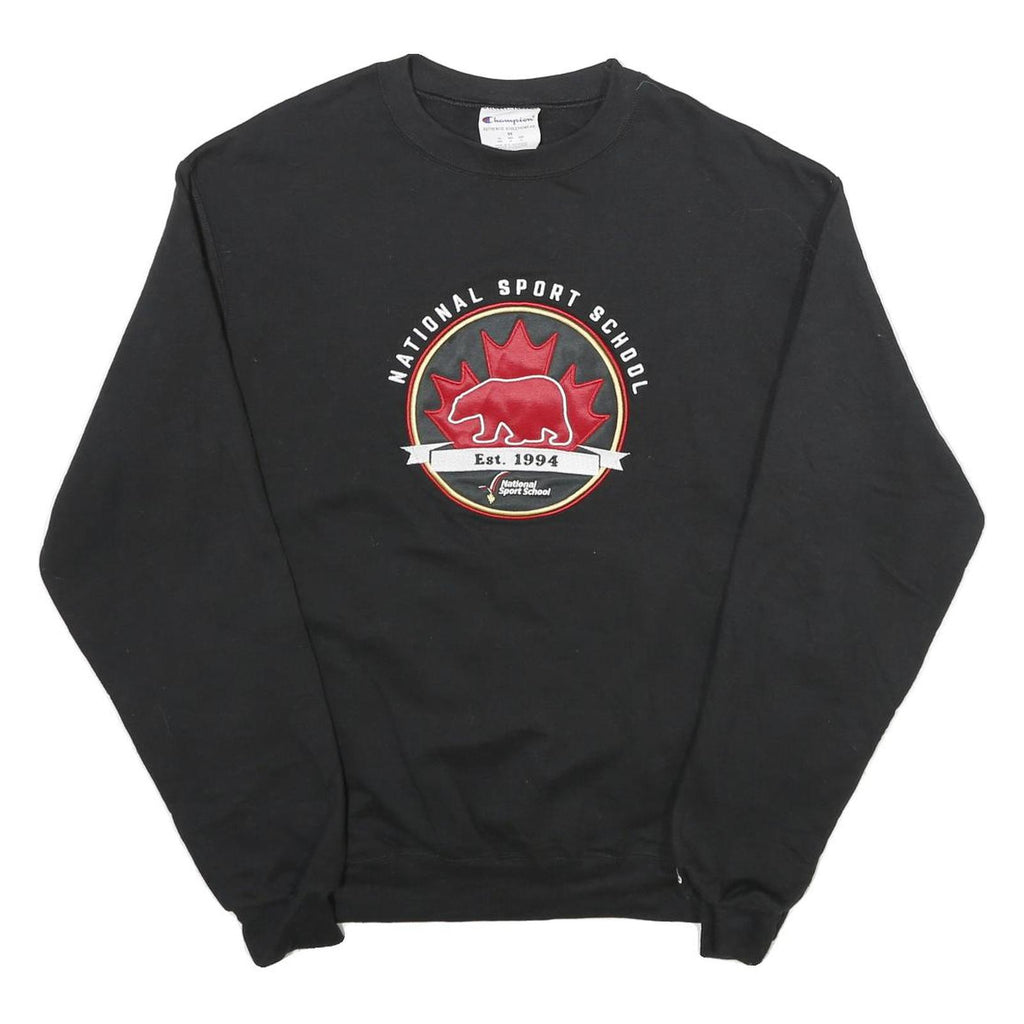 CHAMPION Mens Black National Sport School Crew Neck M Cotton Blend Sweatshirt