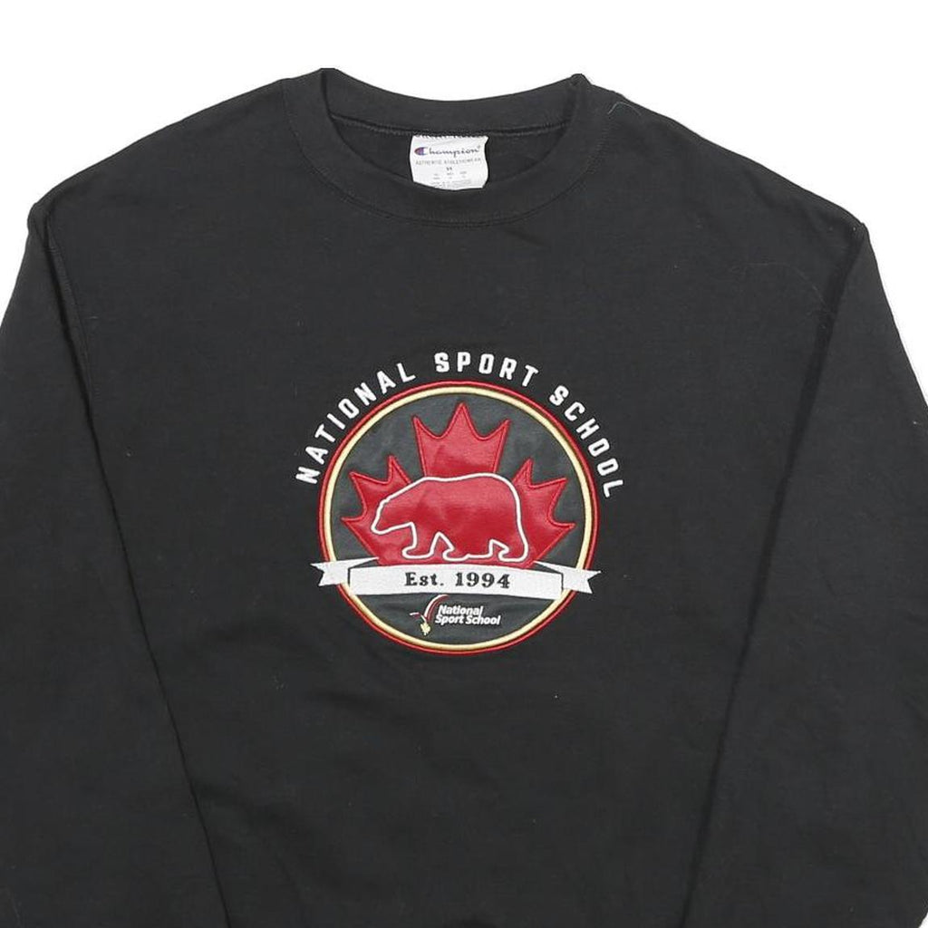 CHAMPION Mens Black National Sport School Crew Neck M Cotton Blend Sweatshirt