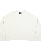 NIKE Womens White Cropped Crew Neck Sweatshirt L Cotton Blend Pullover