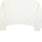 NIKE Womens White Cropped Crew Neck Sweatshirt L Cotton Blend Pullover