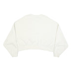 NIKE Womens White Cropped Crew Neck Sweatshirt L Cotton Blend Pullover