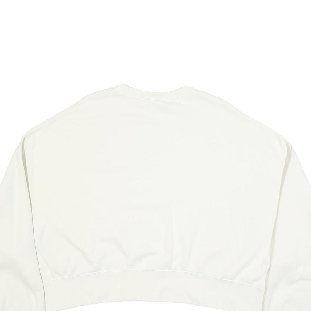 NIKE Womens White Cropped Crew Neck Sweatshirt L Cotton Blend Pullover