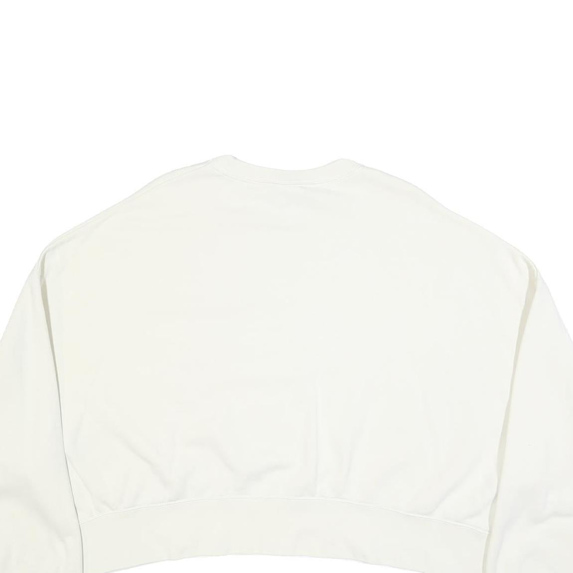 NIKE Womens White Cropped Crew Neck Sweatshirt L Cotton Blend Pullover