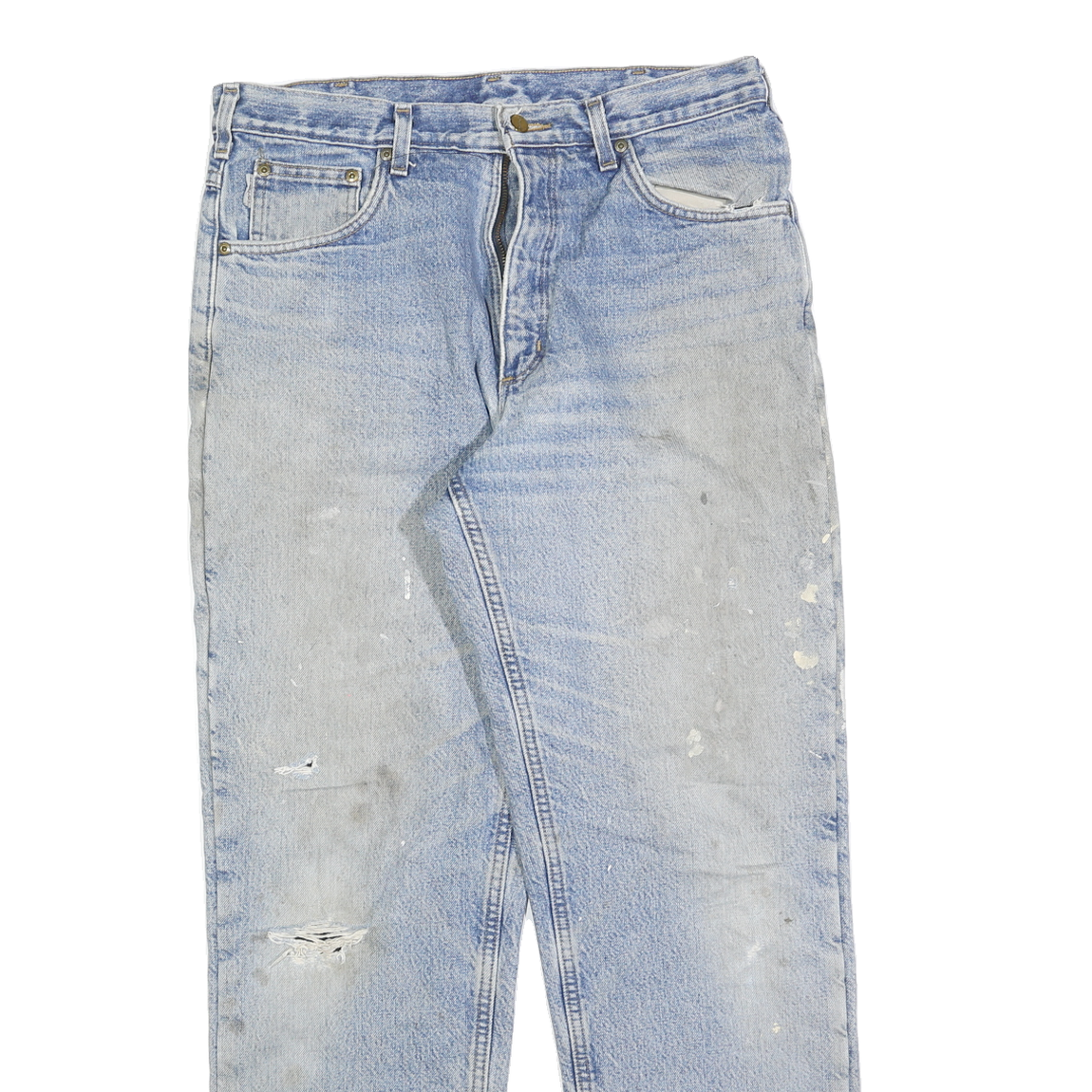 CARHARTT Mens Jeans Blue Relaxed Straight Denim Light W34 L32 Painted