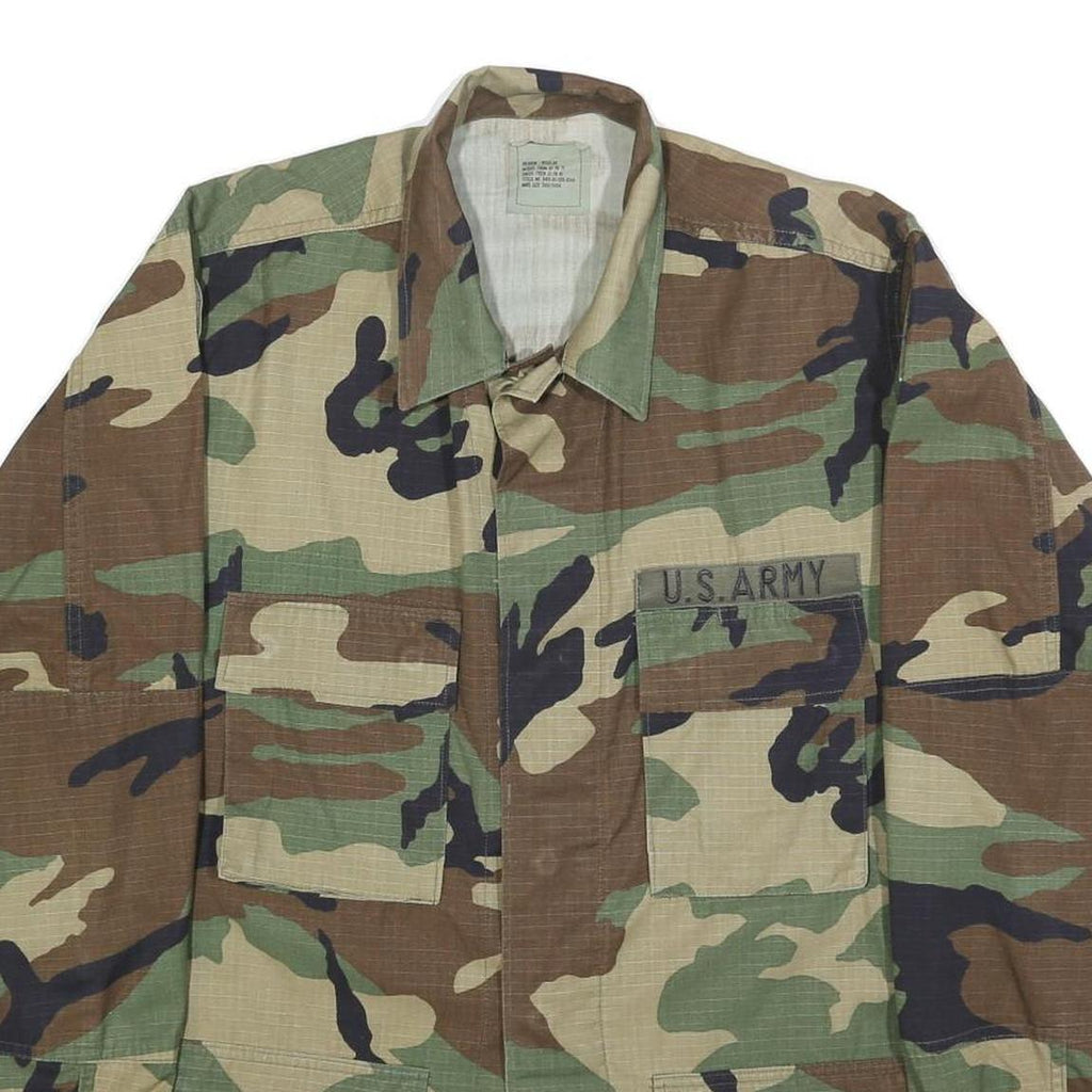 AMERICAN APPAREL Mens Green Camouflage Military Jacket M Cotton Blend Button