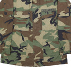 AMERICAN APPAREL Mens Green Camouflage Military Jacket M Cotton Blend Button