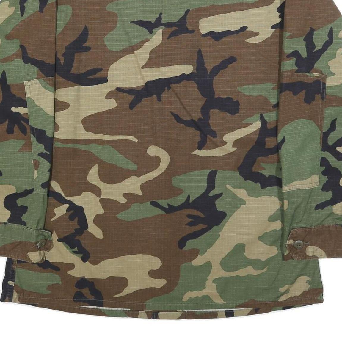 AMERICAN APPAREL Mens Green Camouflage Military Jacket M Cotton Blend Button