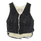 Boys Black Suede Fringe Button Jacket XS Shearling Winter Warm Vest