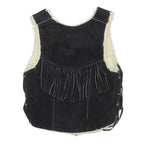 Boys Black Suede Fringe Button Jacket XS Shearling Winter Warm Vest