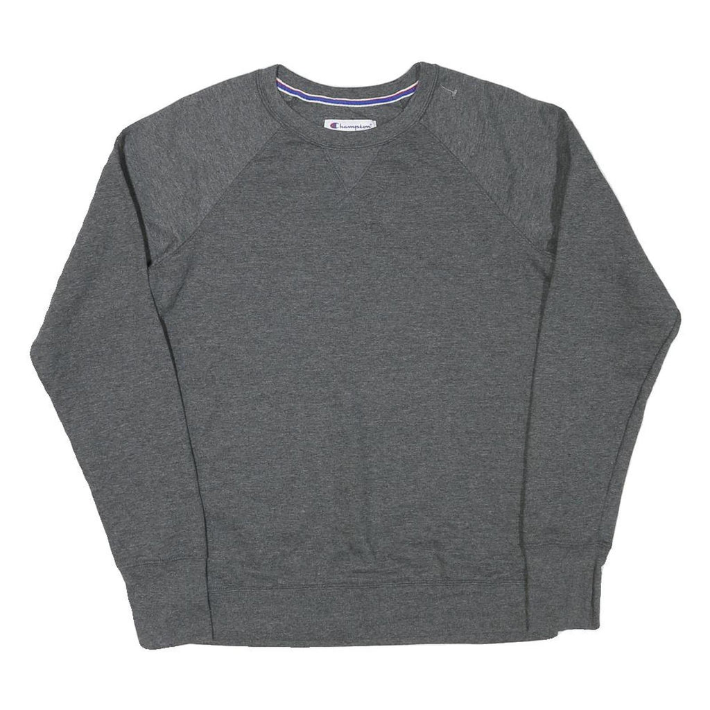 CHAMPION Mens Grey Crew Neck M Pullover Cotton Blend Sweatshirt Classic Logo