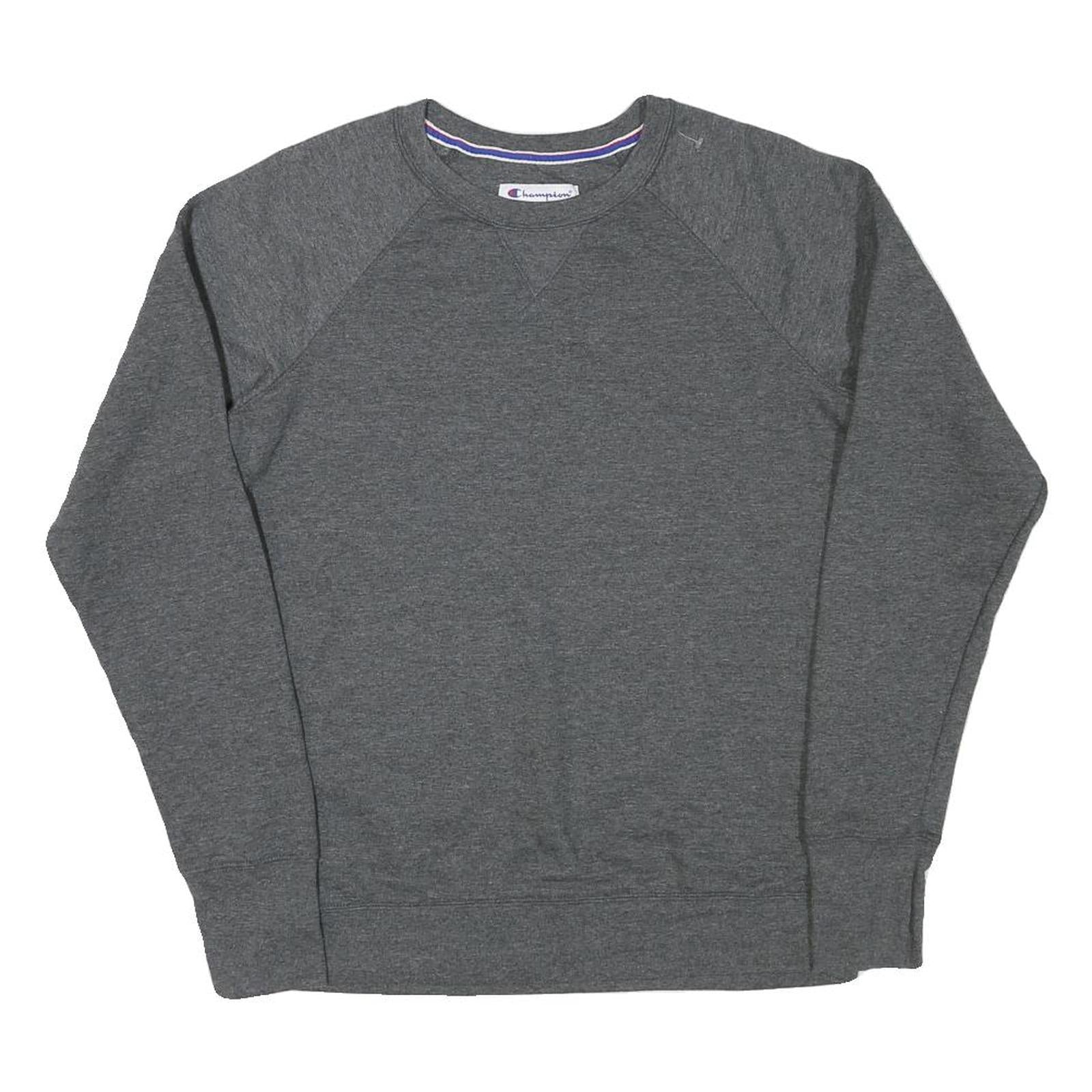 CHAMPION Mens Grey Crew Neck M Pullover Cotton Blend Sweatshirt Classic Logo